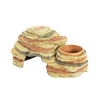 REPTIZOO Piatti per Pappa 3 in 1 Nascondiglio - 28 x 16,5 x 13 cm